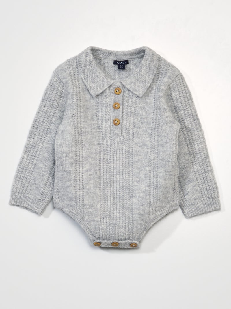 Body de punto con cuello de polo GRIS - Kiabi