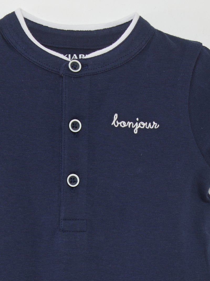 Body de punto con cuello mao AZUL - Kiabi