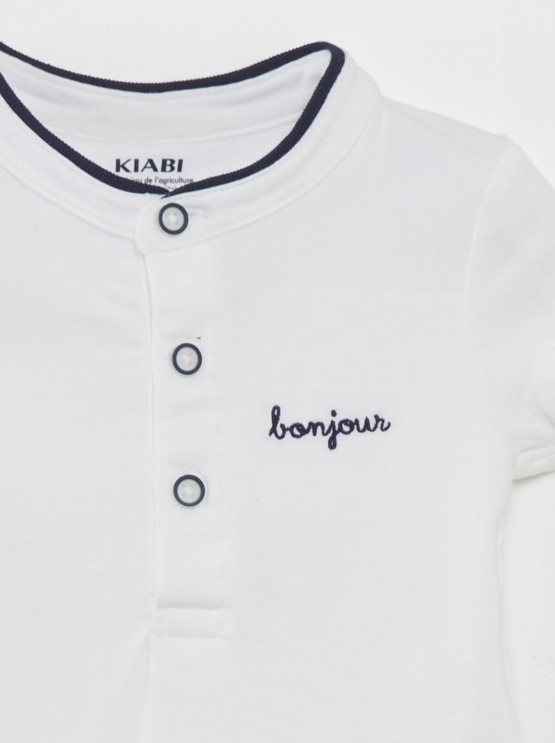 Body de punto con cuello mao BLANCO - Kiabi