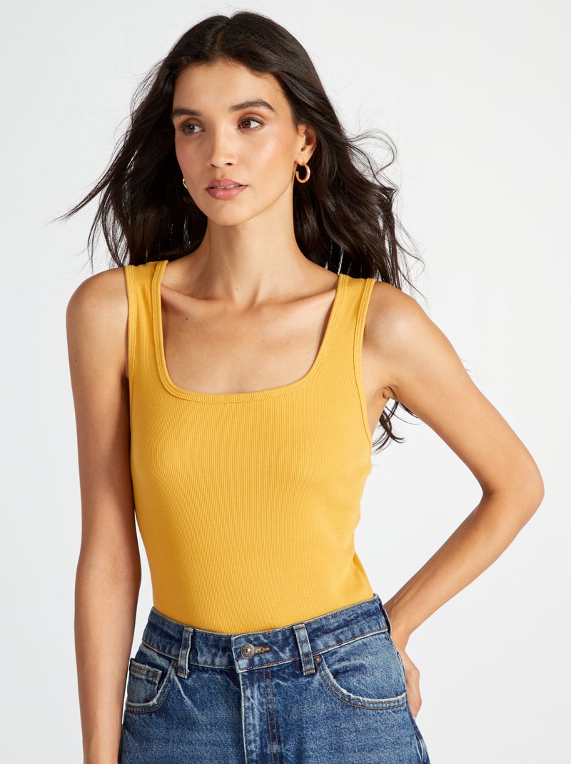 Body de punto de canalé AMARILLO - Kiabi