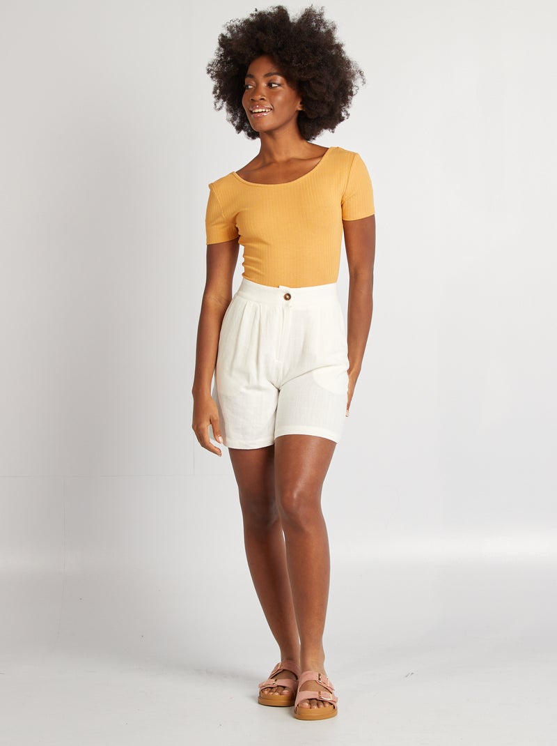 Body de punto de canalé AMARILLO - Kiabi