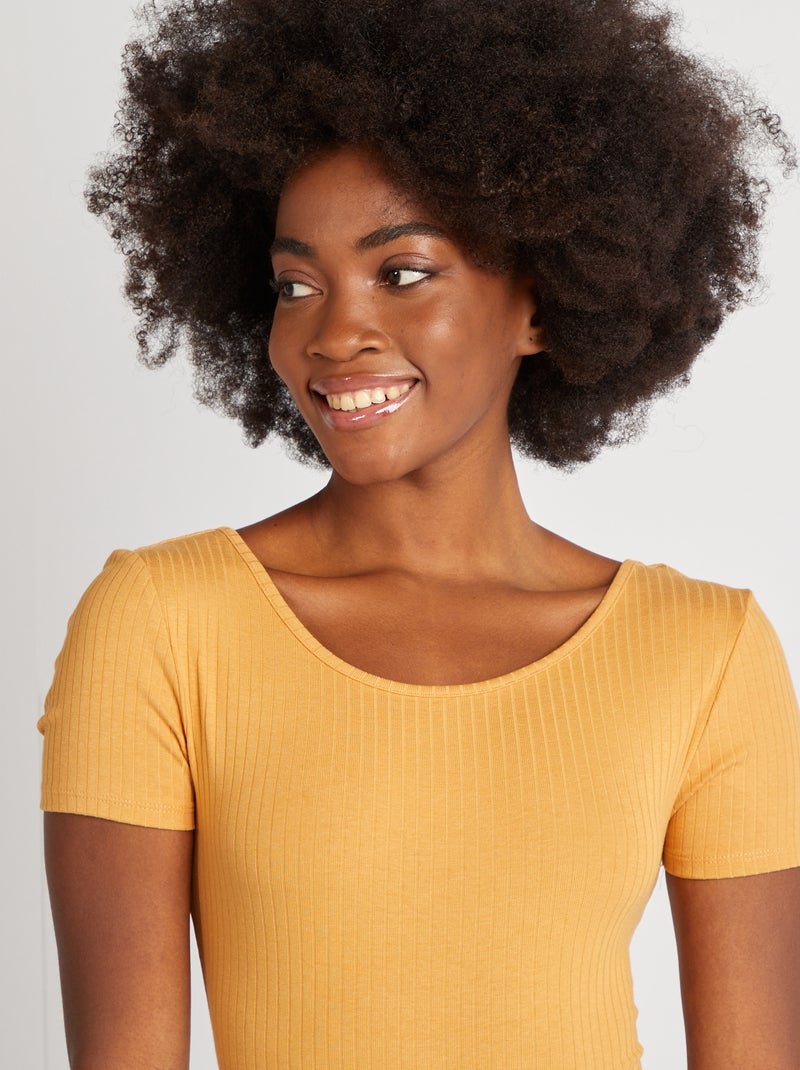 Body de punto de canalé AMARILLO - Kiabi