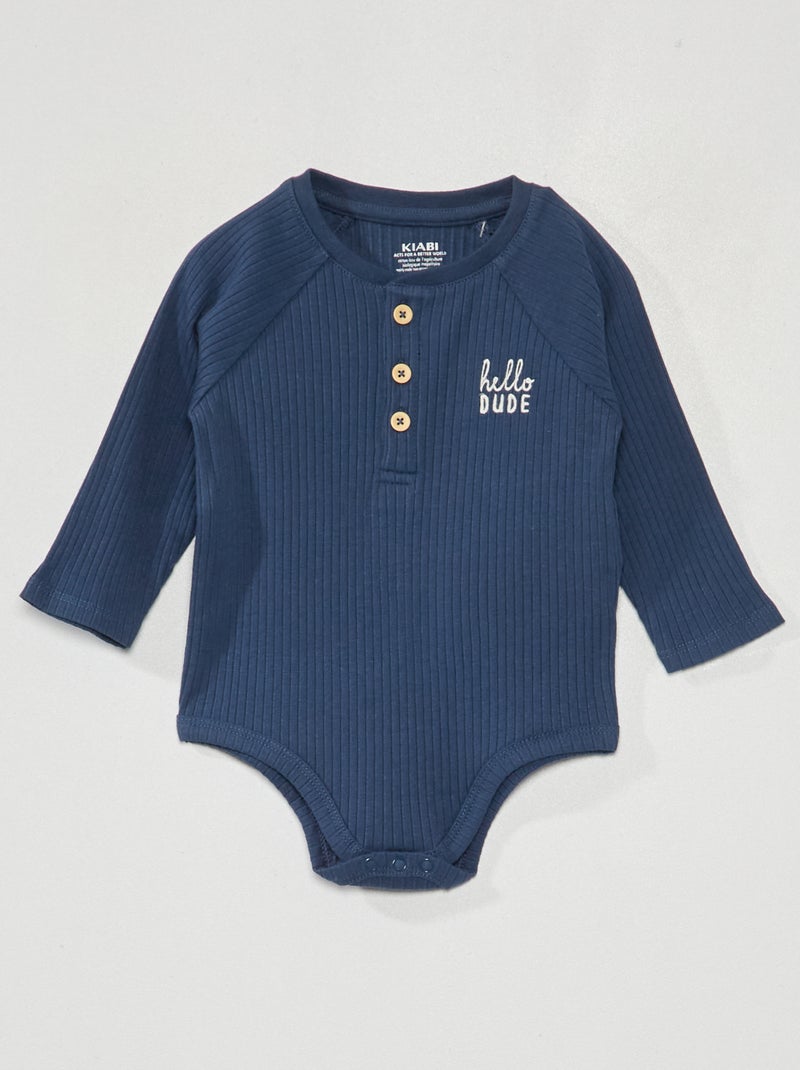 Body de punto de canalé AZUL - Kiabi