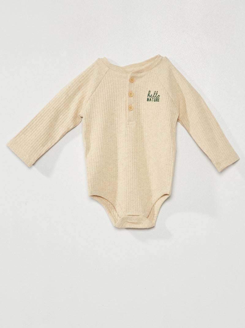 Body de punto de canalé BEIGE - Kiabi