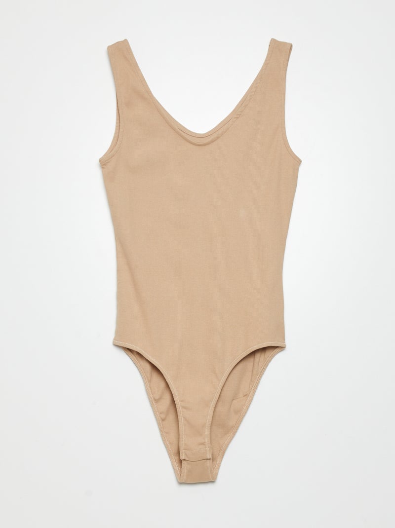 Body de punto de canalé BEIGE - Kiabi