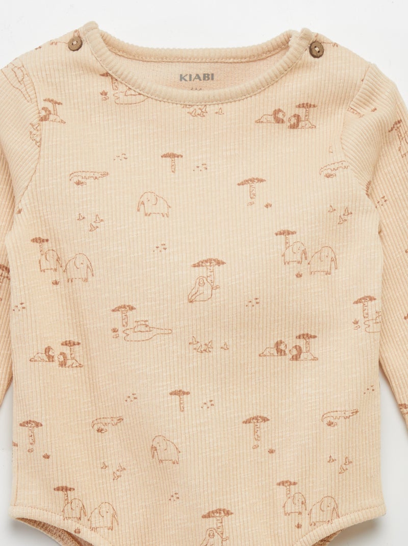 Body de punto de canalé BEIGE - Kiabi