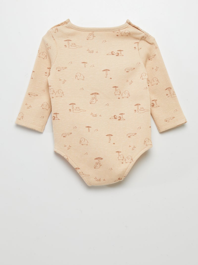 Body de punto de canalé BEIGE - Kiabi