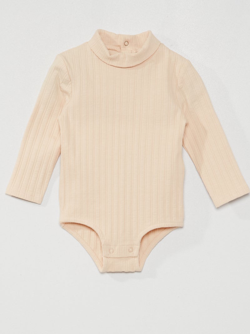 Body de punto de canalé BEIGE - Kiabi