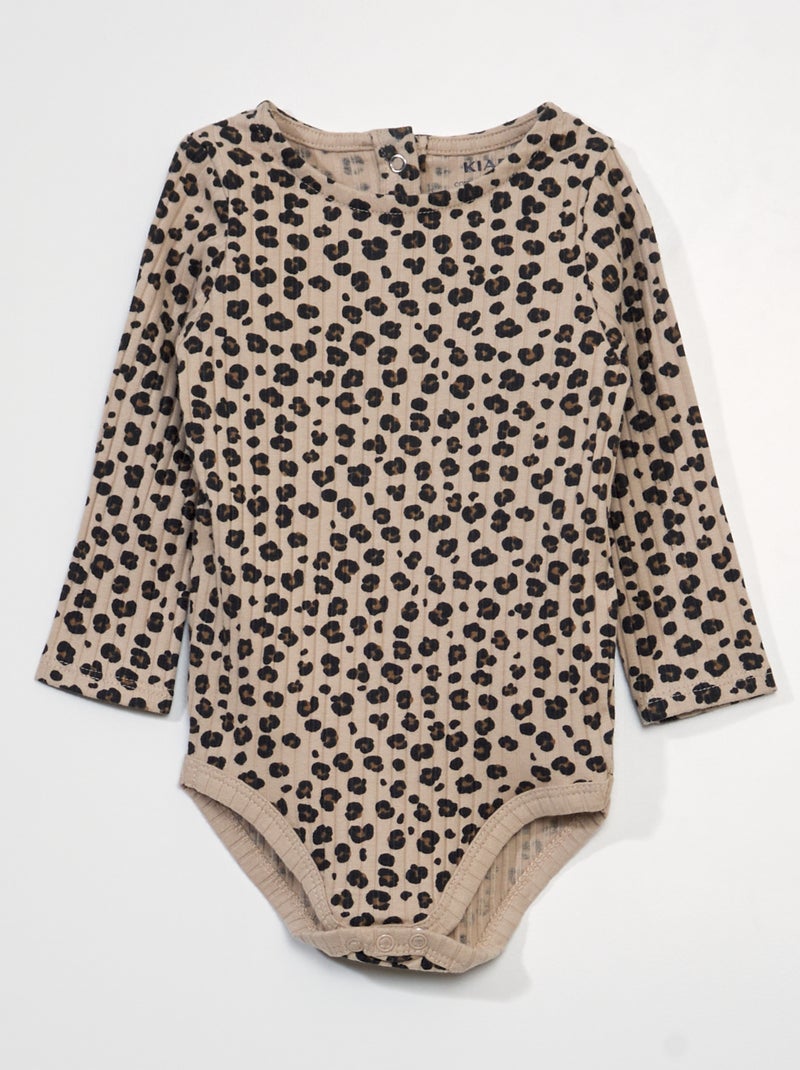Body de punto de canalé con estampado BEIGE - Kiabi