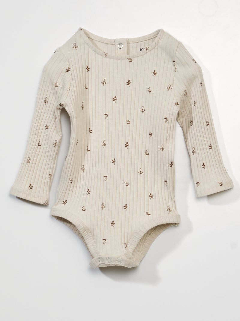 Body de punto de canalé con estampado BLANCO - Kiabi