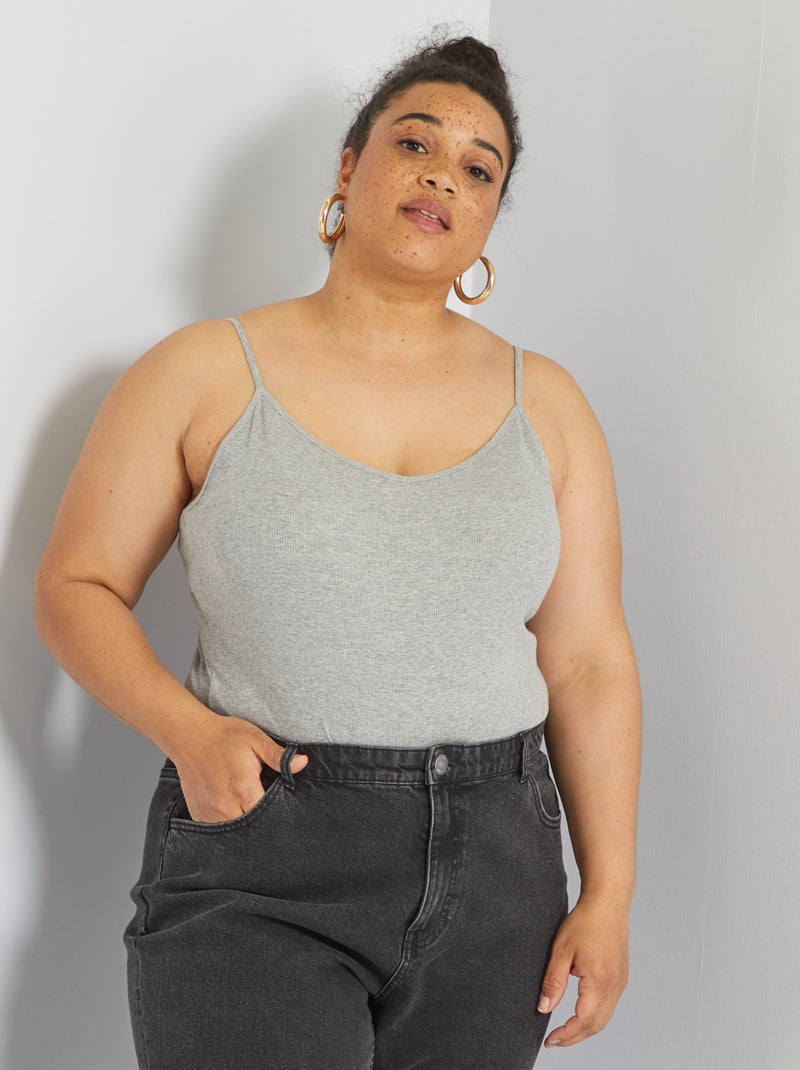 Body de punto de canalé GRIS - Kiabi