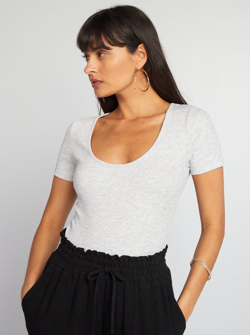 Body de punto de canalé liso GRIS - Kiabi