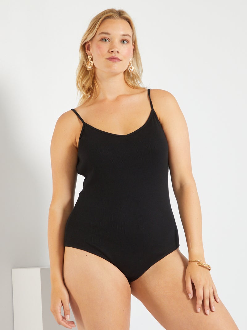 Body de punto de canalé Negro - Kiabi