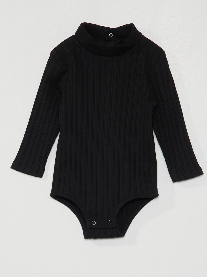 Body de punto de canalé Negro - Kiabi