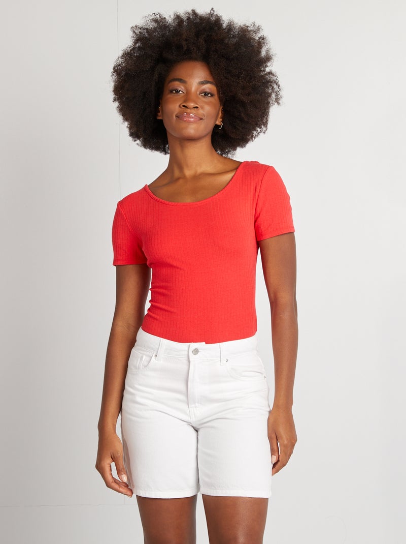 Body de punto de canalé ROJO - Kiabi