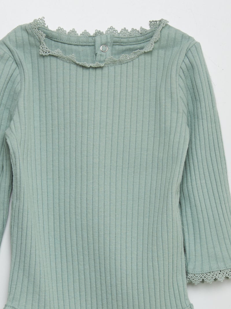 Body de punto de canalé VERDE - Kiabi