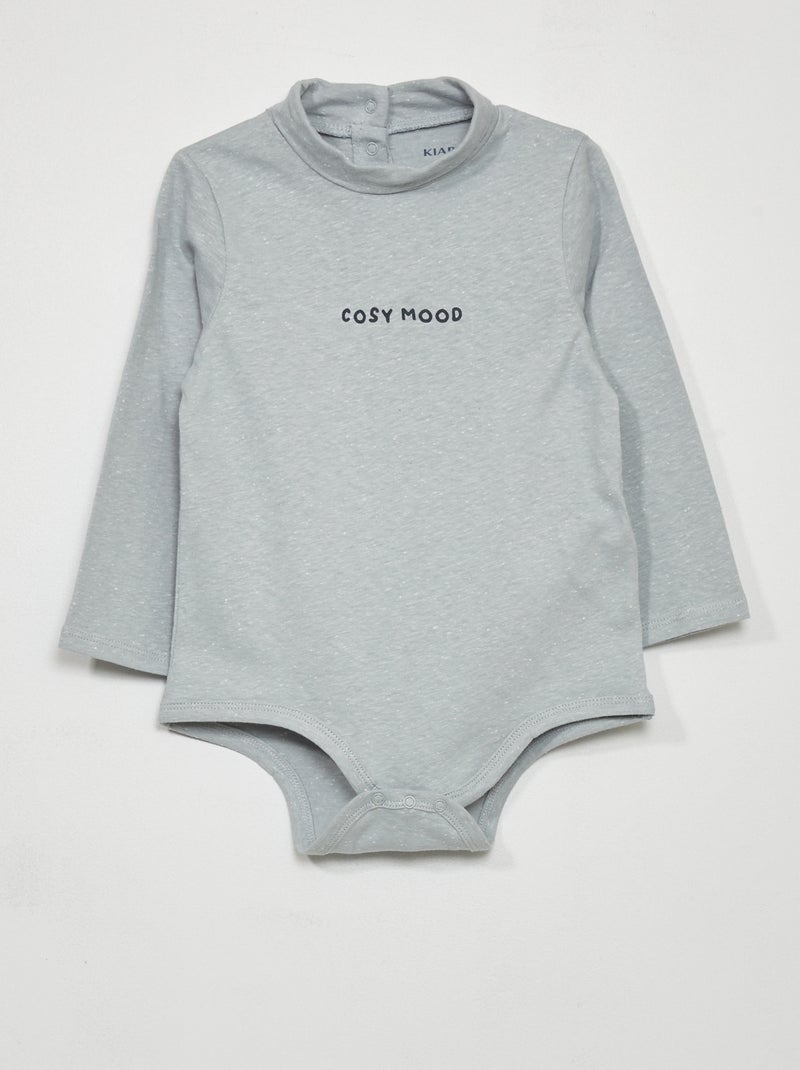 Body de punto de cuello vuelto GRIS - Kiabi