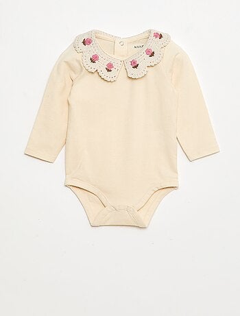 Body de punto jersey con cuello Claudine bordado
