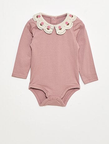 Body de punto jersey con cuello Claudine bordado