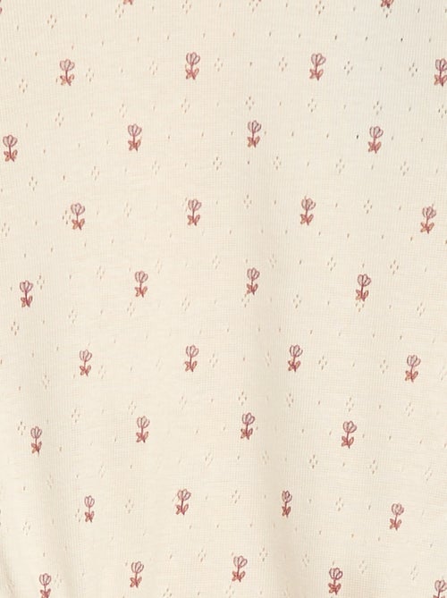 Body de punto plumeti con cuello volante y estampado integral - Kiabi