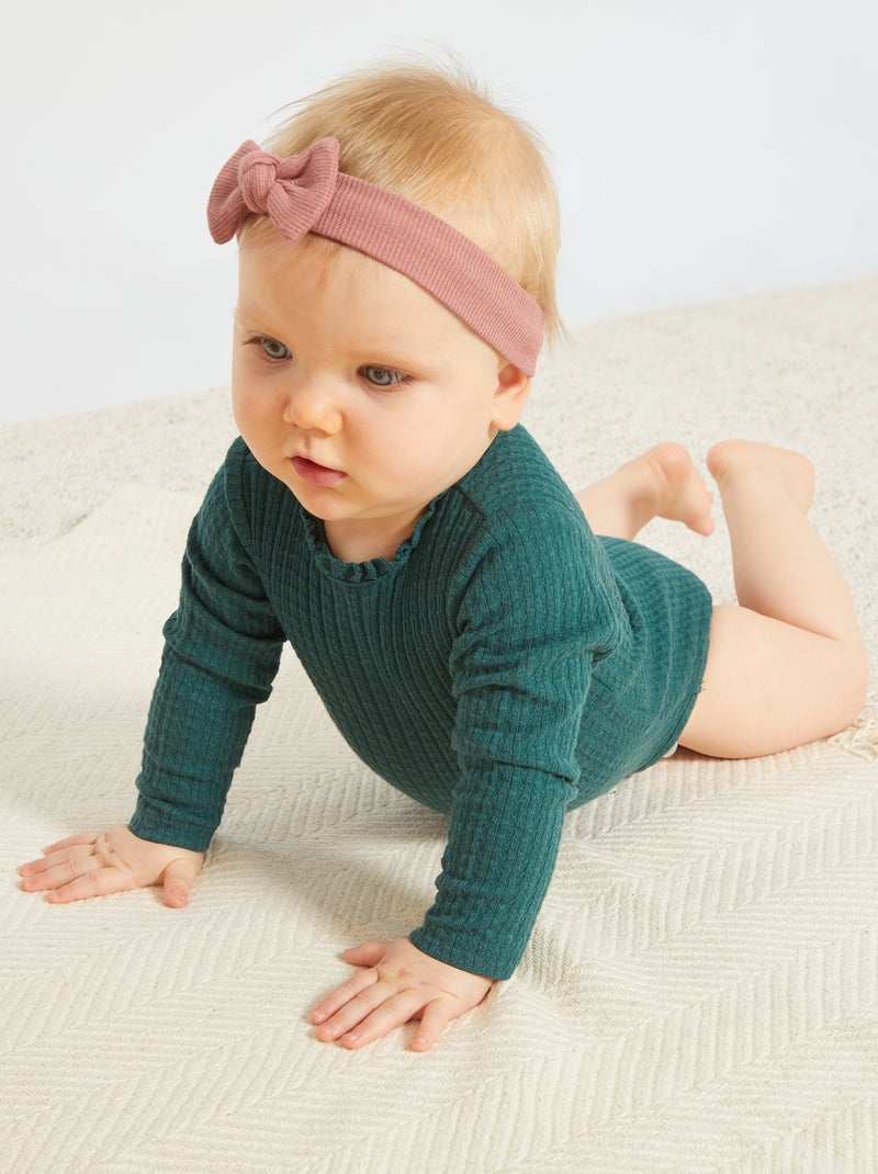 Body de punto pointelle verde gris - Kiabi