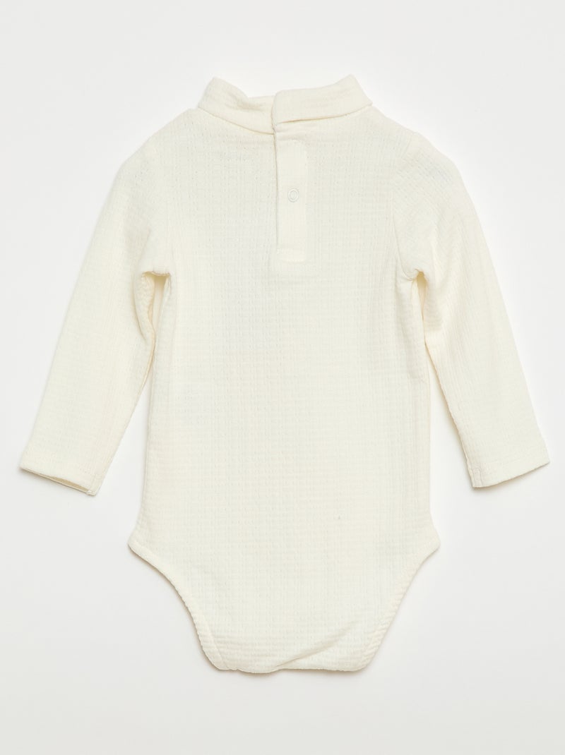 Body de punto smock con cuello alto Blanco - Kiabi