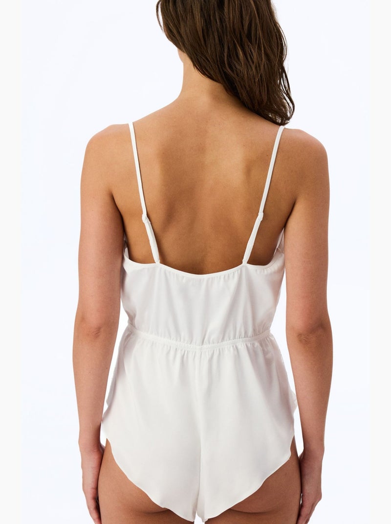 Body de satén arrugado fruncido penti Blanco - Kiabi
