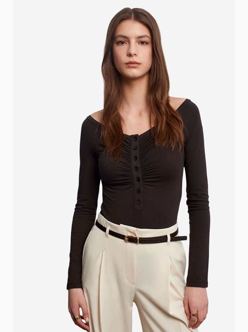 Body escote barco ajustado dilvin Gris oscuro - Kiabi