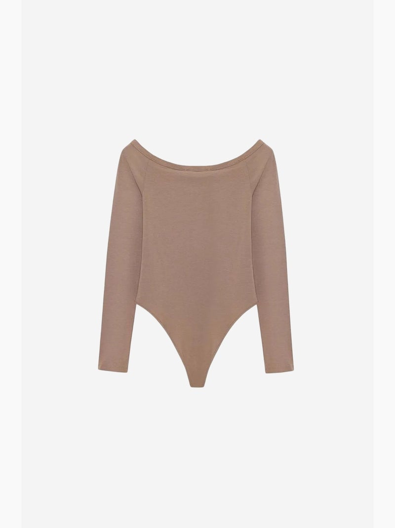 Body escote barco ajustado dilvin Taupe - Kiabi