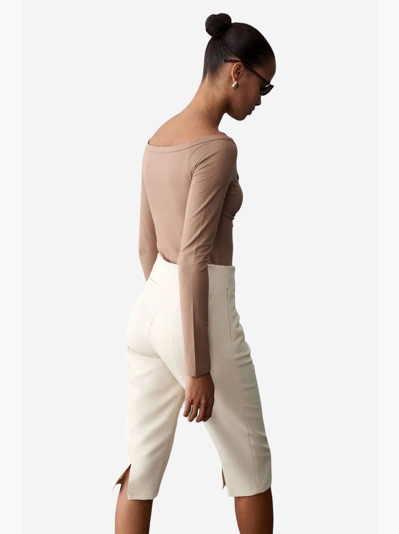 Body escote barco ajustado dilvin Taupe - Kiabi