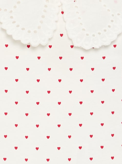 Body estampado con cuello Claudine de bordado inglés - Kiabi Body estampado con cuello Claudine de bordado inglés - Kiabi
