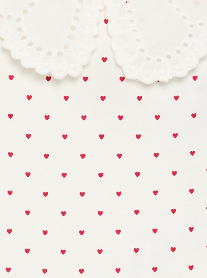 Body estampado con cuello Claudine de bordado inglés Blanco - Kiabi