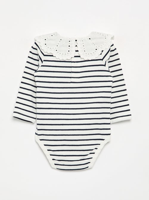 Body estampado con cuello Claudine de bordado inglés - Kiabi Body estampado con cuello Claudine de bordado inglés - Kiabi