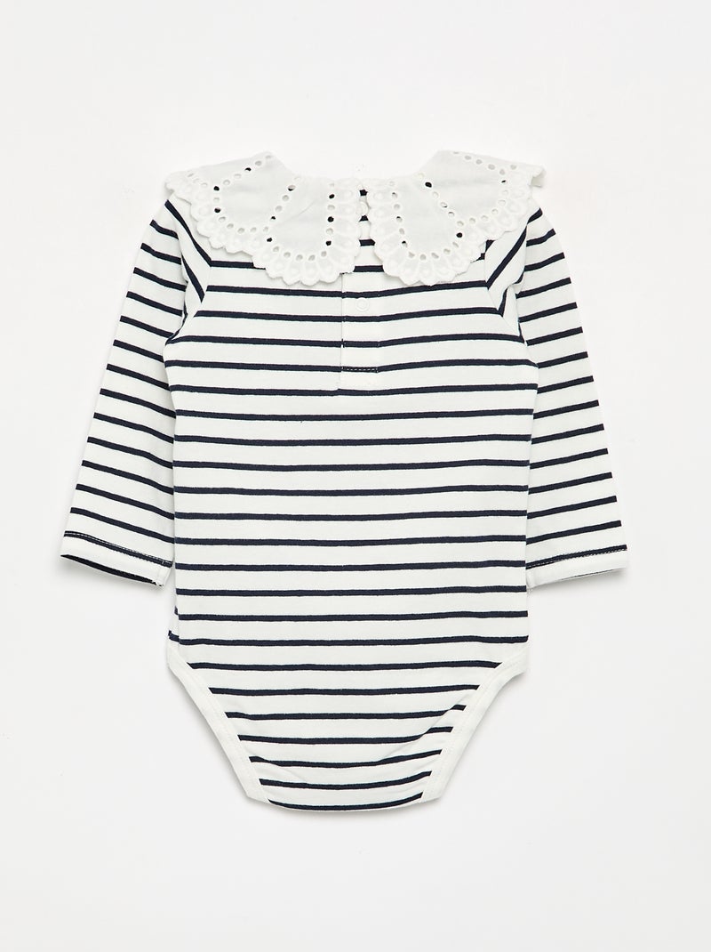 Body estampado con cuello Claudine de bordado inglés Blanco - Kiabi