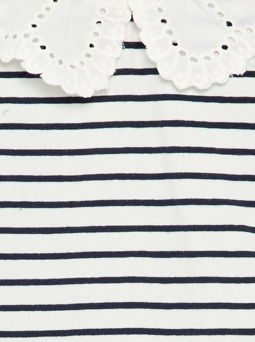 Body estampado con cuello Claudine de bordado inglés - Kiabi Body estampado con cuello Claudine de bordado inglés - Kiabi