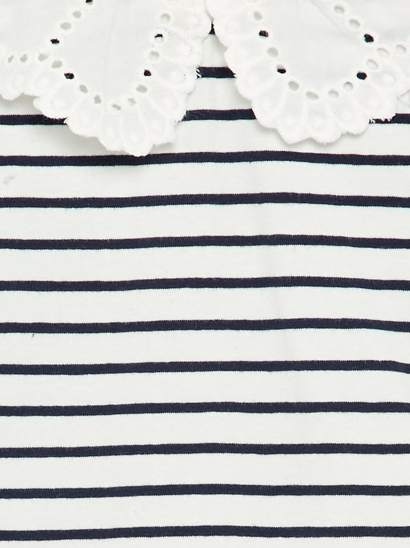 Body estampado con cuello Claudine de bordado inglés Blanco - Kiabi