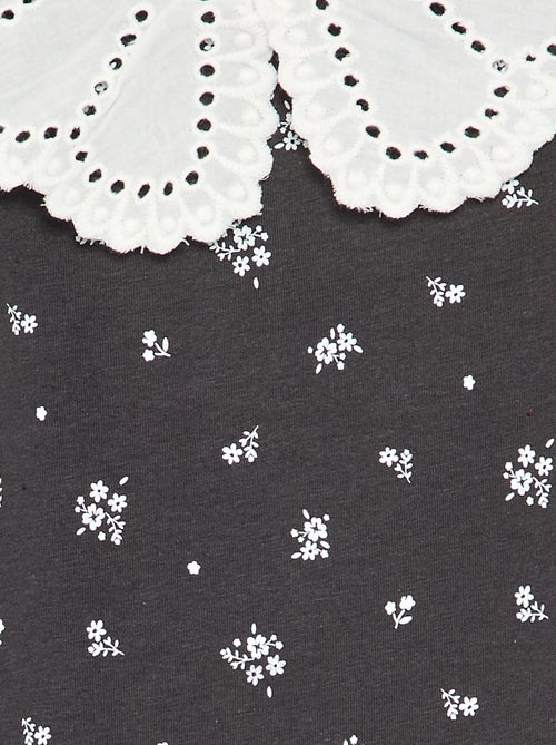 Body estampado con cuello Claudine de bordado inglés - Kiabi