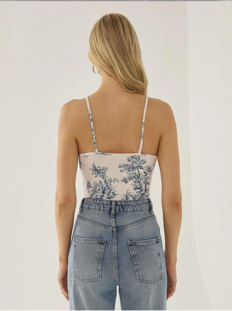 Body estampado inspirado en corsé hiccup Azul - Kiabi