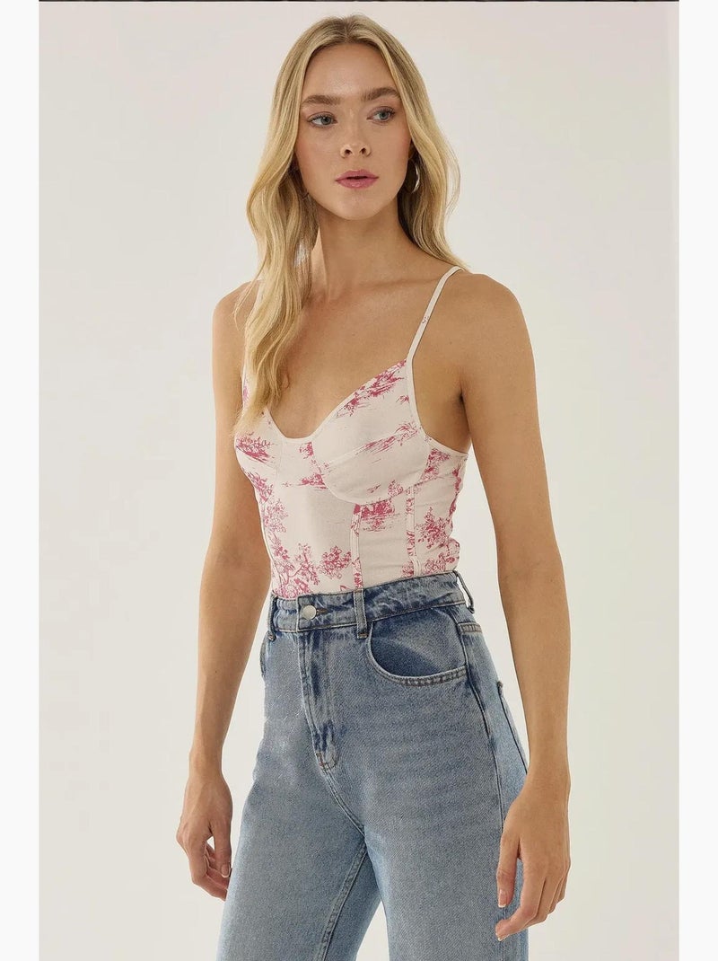 Body estampado inspirado en corsé hiccup Rosa - Kiabi