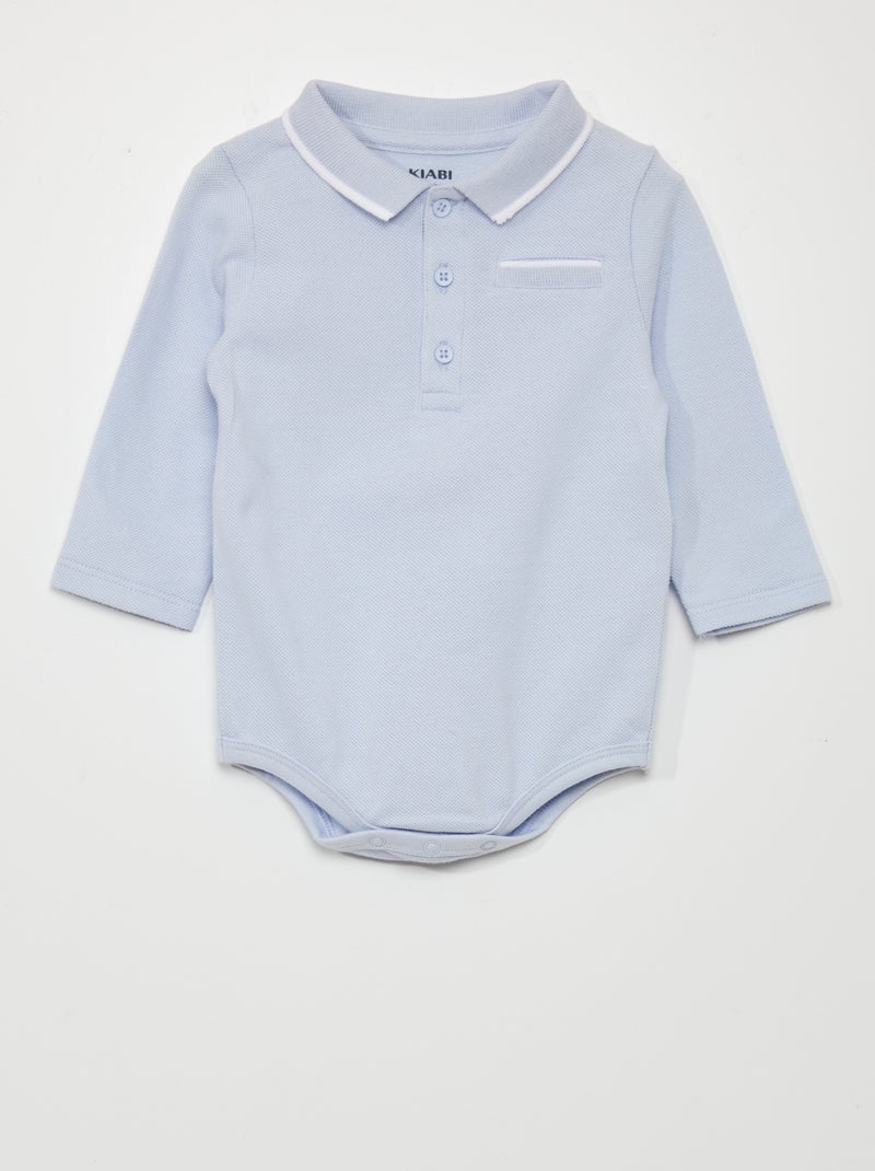 Body estilo polo AZUL - Kiabi