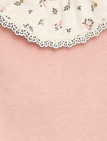 Body liso con cuello Claudine estampado