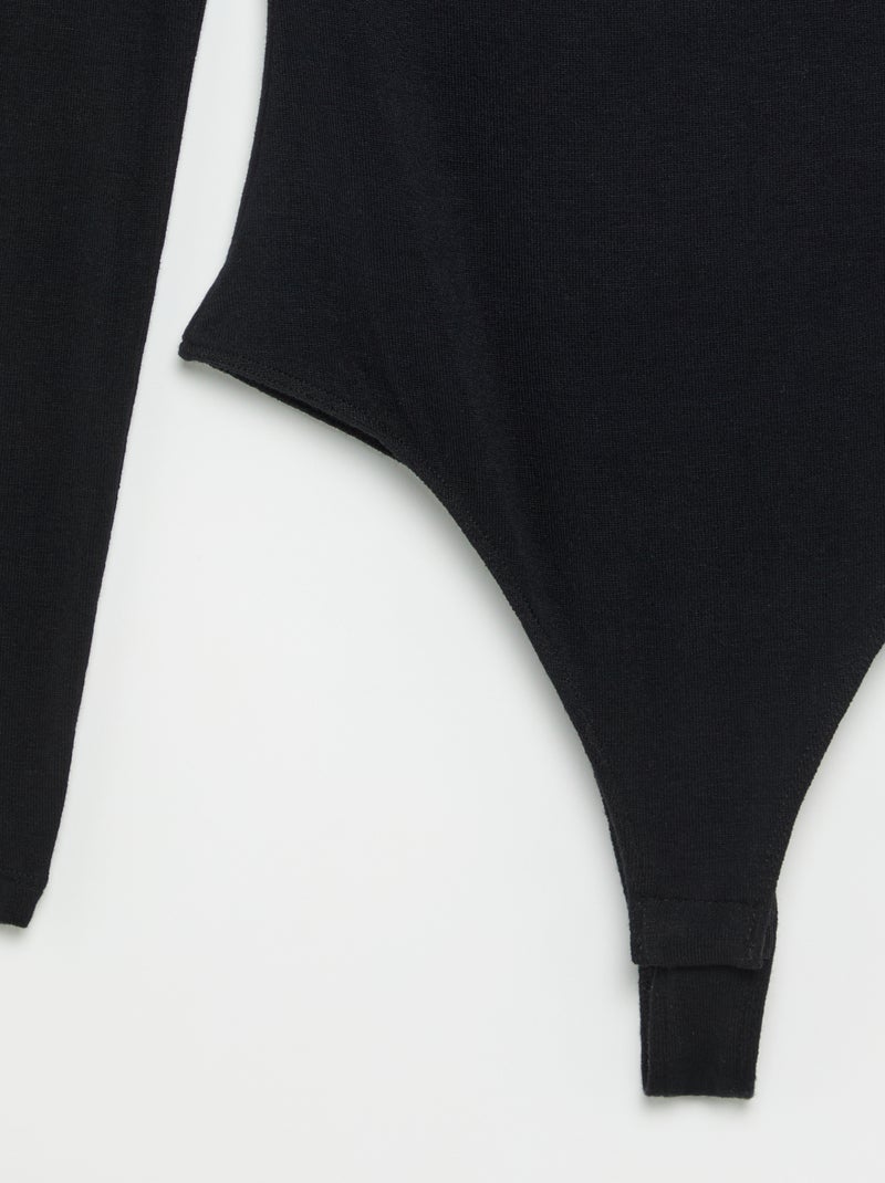 Body liso con encaje Negro - Kiabi