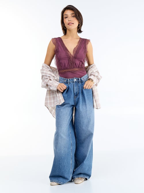 Body liso con encaje - Kiabi