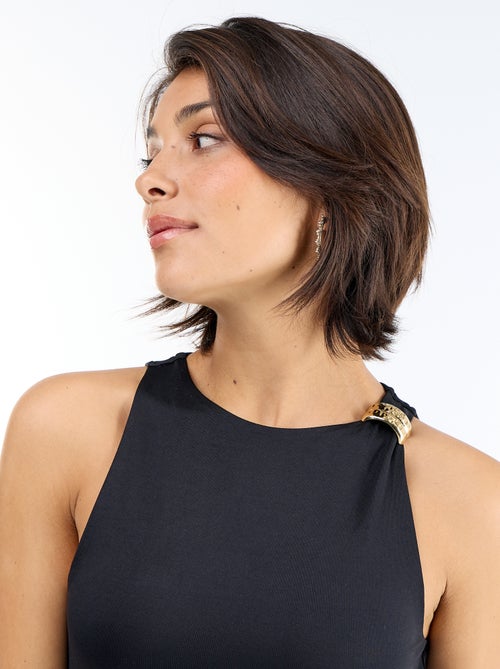 Body liso con joyas de fantasía en los tirantes - Kiabi