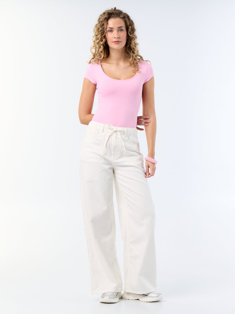 Body liso de manga corta Rosa - Kiabi