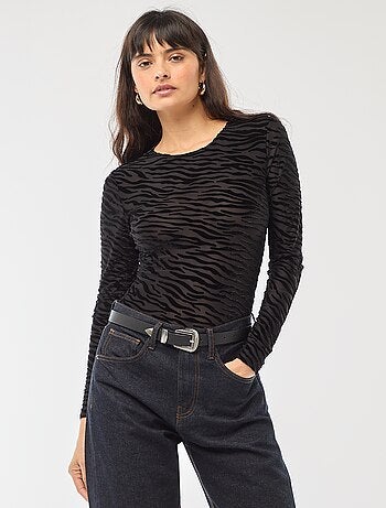 Body manga larga transparente