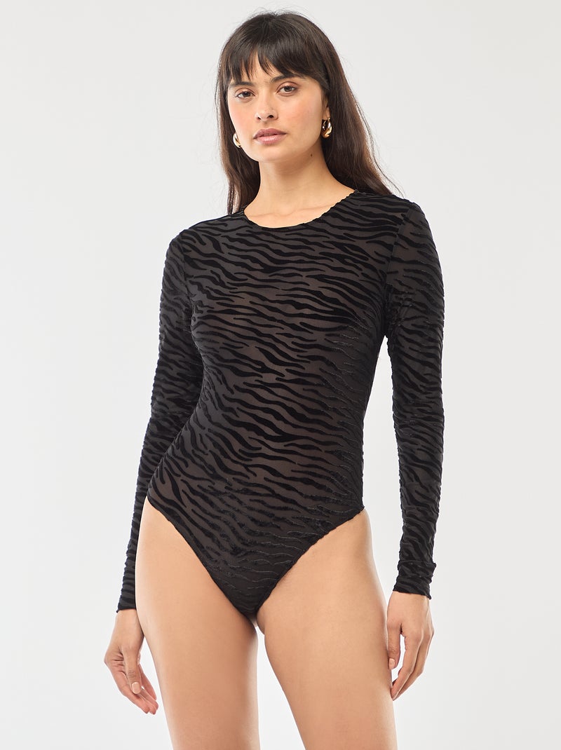 Body manga larga transparente Negro - Kiabi
