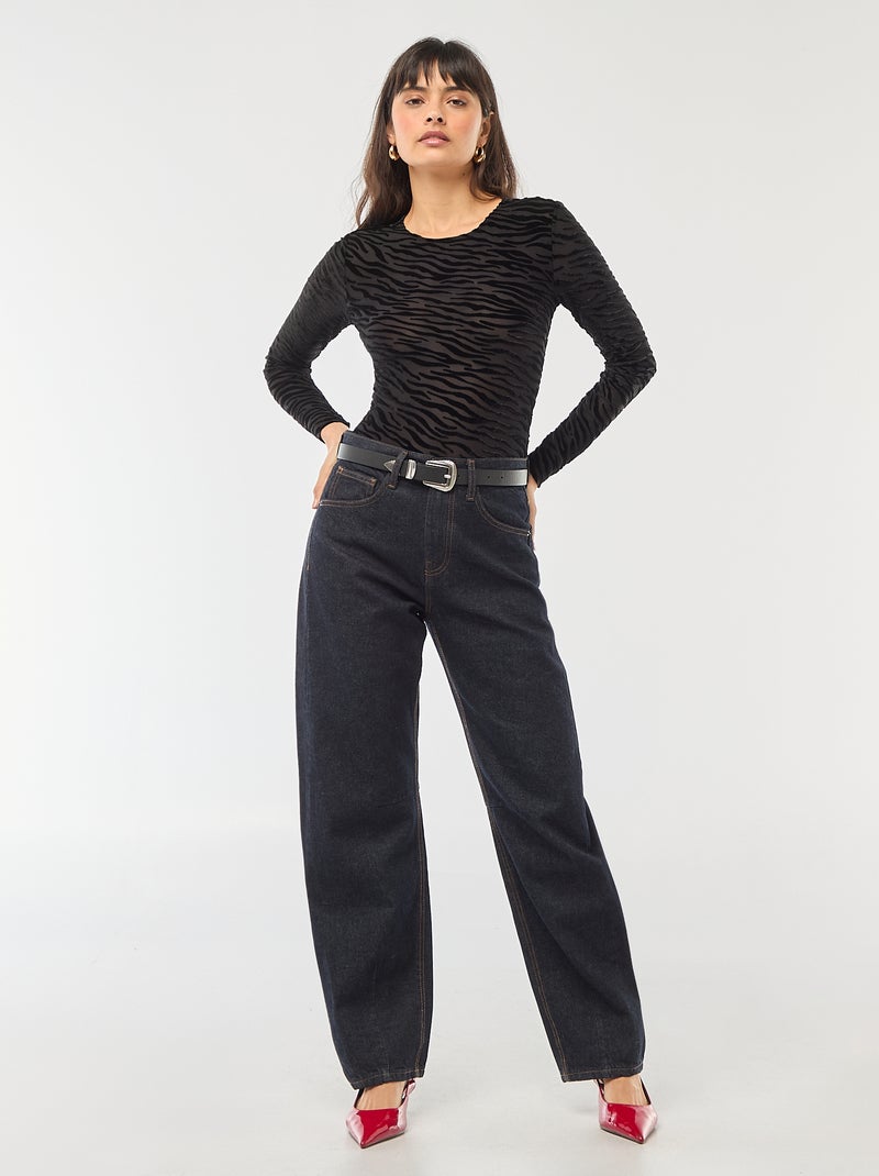 Body manga larga transparente Negro - Kiabi