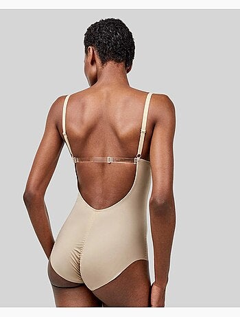 Body moldeador efecto tanga, con aro y espalda libre, de microfibra