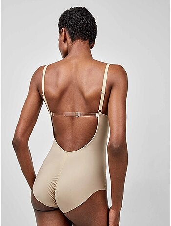 Body moldeador efecto tanga, con aro y espalda libre, de microfibra
